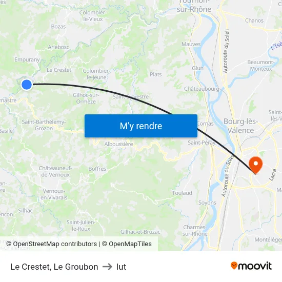 Le Crestet, Le Groubon to Iut map