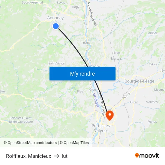 Roiffieux, Manicieux to Iut map