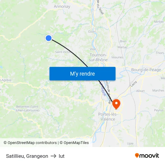 Satillieu, Grangeon to Iut map
