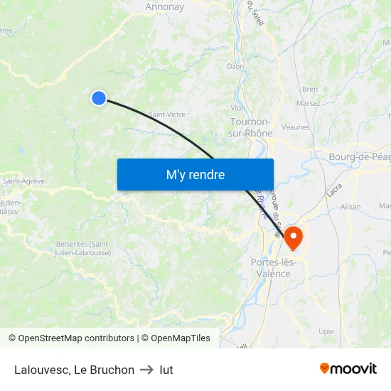 Lalouvesc, Le Bruchon to Iut map