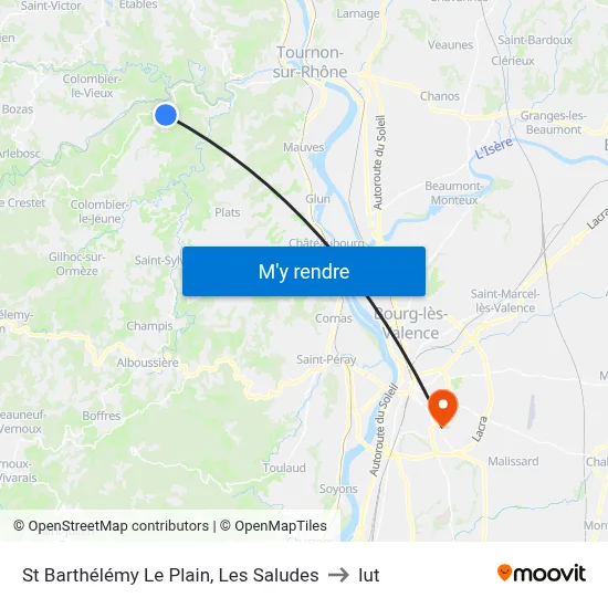 St Barthélémy Le Plain, Les Saludes to Iut map