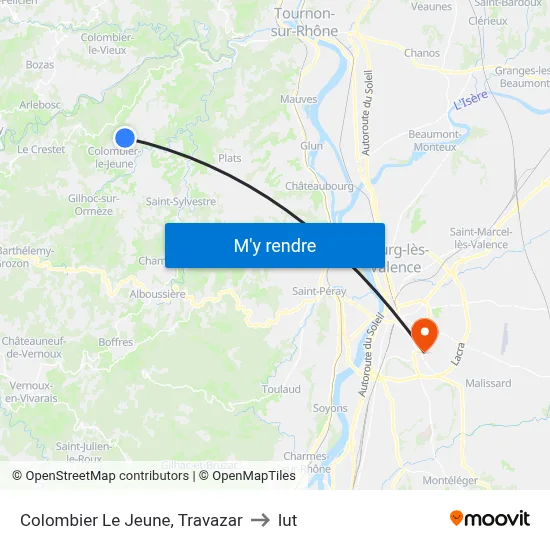 Colombier Le Jeune, Travazar to Iut map
