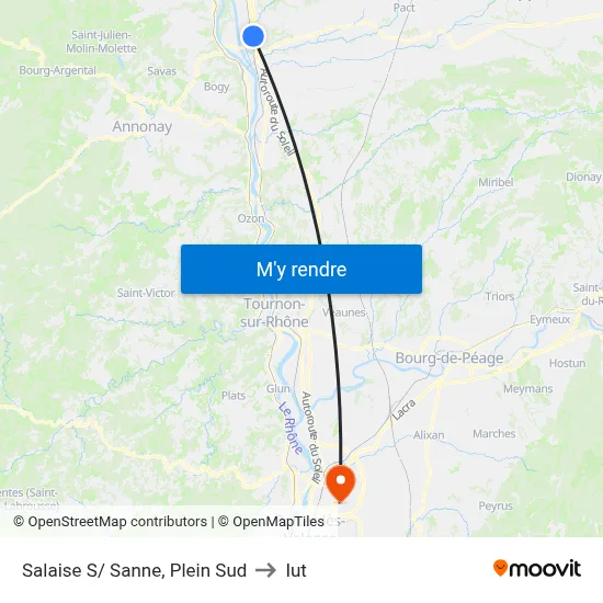 Salaise S/ Sanne, Plein Sud to Iut map