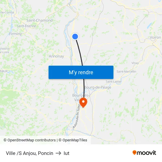 Ville /S Anjou, Poncin to Iut map