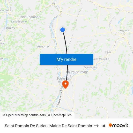 Saint Romain De Surieu, Mairie De Saint-Romain to Iut map