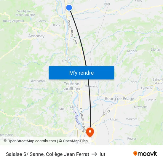 Salaise S/ Sanne, Collège Jean Ferrat to Iut map