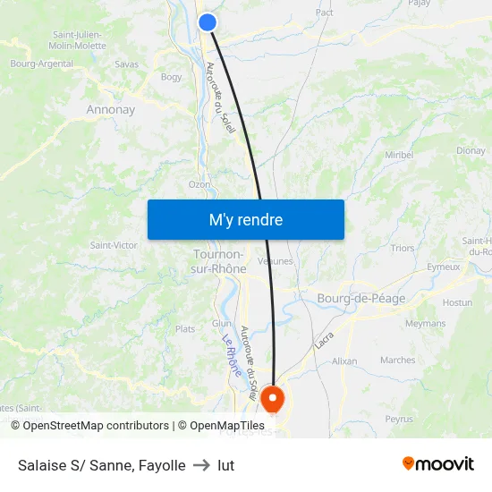 Salaise S/ Sanne, Fayolle to Iut map