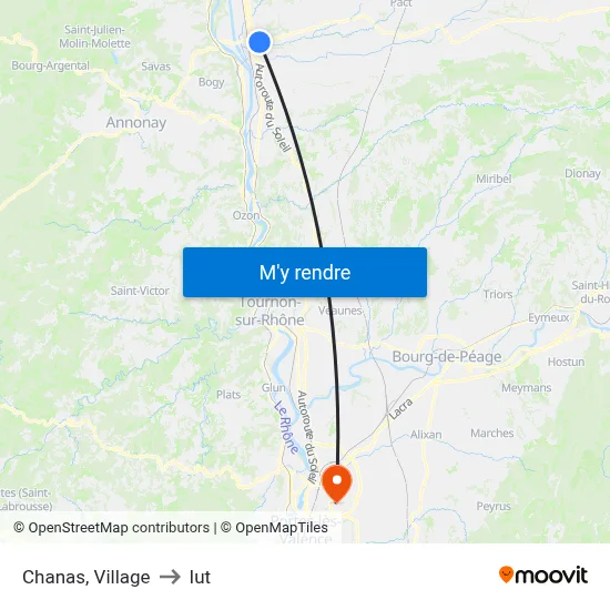 Chanas, Village to Iut map