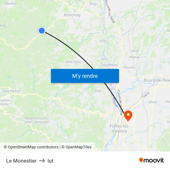 Le Monestier to Iut map