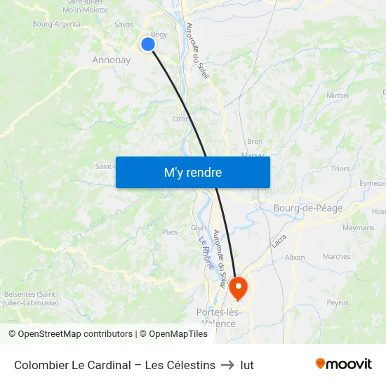 Colombier Le Cardinal – Les Célestins to Iut map