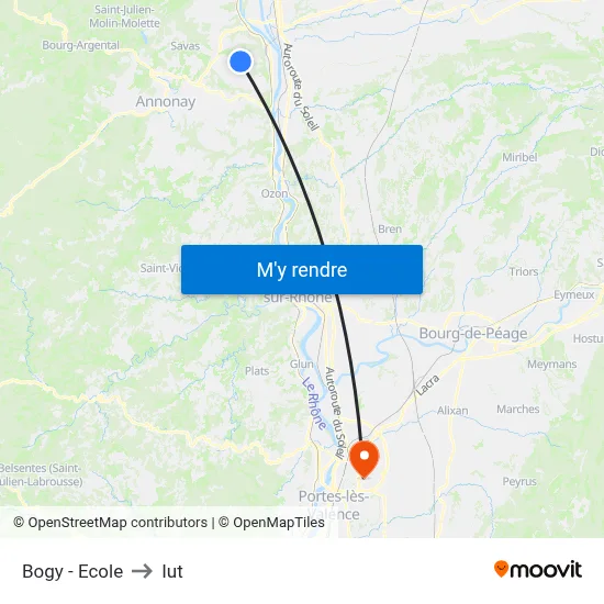 Bogy - Ecole to Iut map