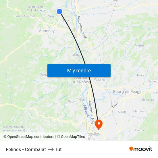 Felines - Combalat to Iut map