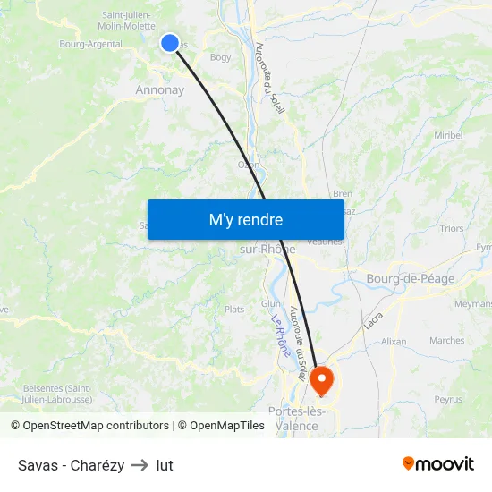 Savas - Charézy to Iut map