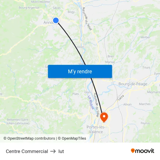 Centre Commercial to Iut map