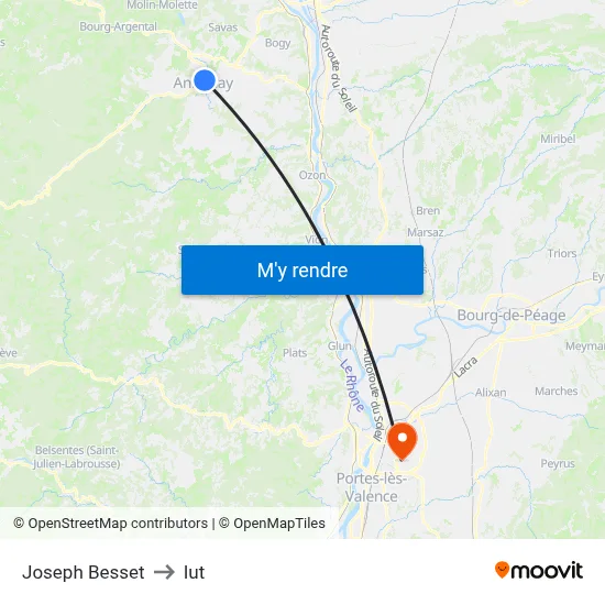 Joseph Besset to Iut map
