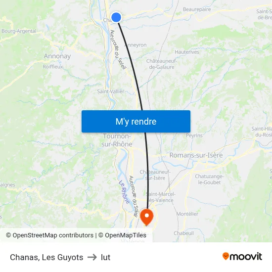 Chanas, Les Guyots to Iut map
