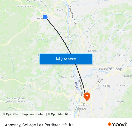 Annonay, Collège Les Perrières to Iut map