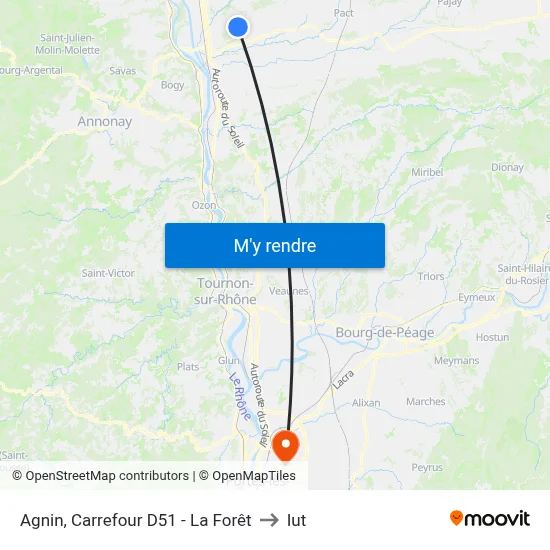 Agnin, Carrefour D51 - La Forêt to Iut map