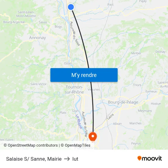 Salaise S/ Sanne, Mairie to Iut map