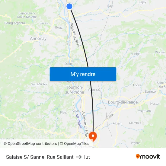 Salaise S/ Sanne, Rue Saillant to Iut map