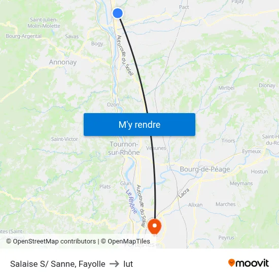 Salaise S/ Sanne, Fayolle to Iut map