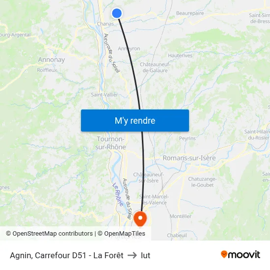 Agnin, Carrefour D51 - La Forêt to Iut map