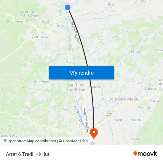 Arrêt 6 Tredi to Iut map