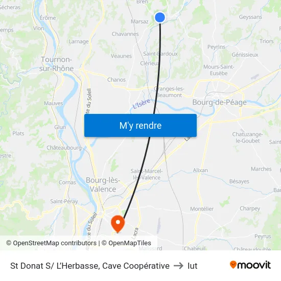 St Donat S/ L’Herbasse, Cave Coopérative to Iut map
