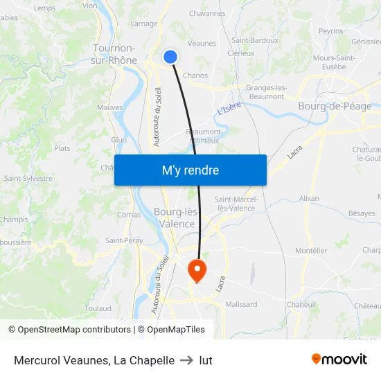 Mercurol Veaunes, La Chapelle to Iut map