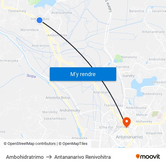 Ambohidratrimo to Antananarivo Renivohitra map