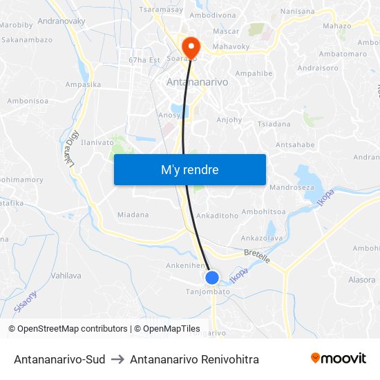 Antananarivo-Sud to Antananarivo Renivohitra map