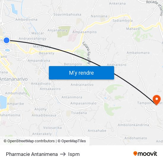 Pharmacie Antanimena to Ispm map