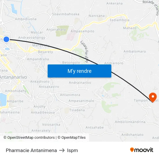 Pharmacie Antanimena to Ispm map