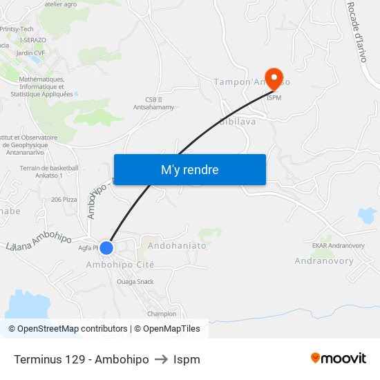 Terminus 129 - Ambohipo to Ispm map