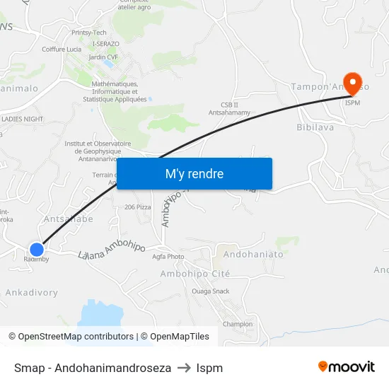 Smap - Andohanimandroseza to Ispm map
