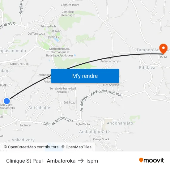 Clinique St Paul - Ambatoroka to Ispm map