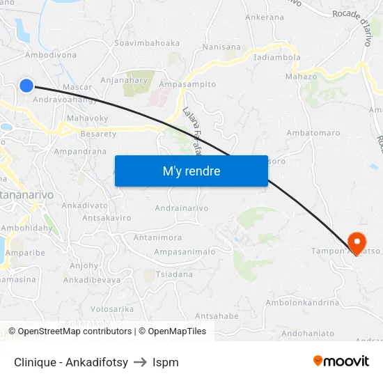 Clinique - Ankadifotsy to Ispm map