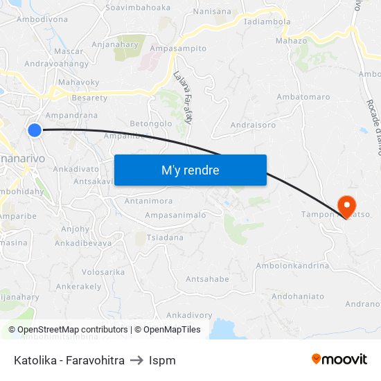 Katolika - Faravohitra to Ispm map