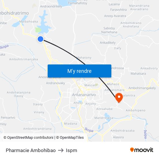 Pharmacie Ambohibao to Ispm map