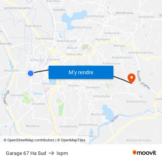 Garage 67 Ha Sud to Ispm map