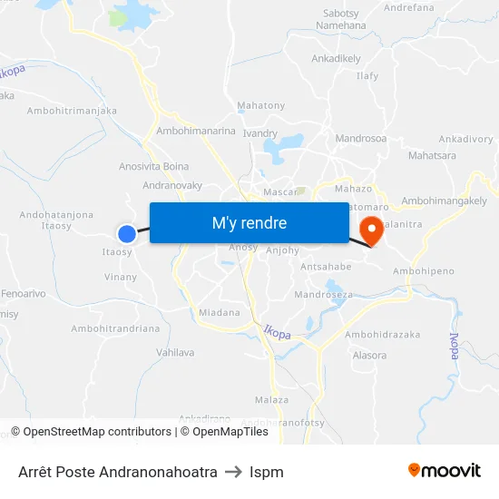 Arrêt Poste Andranonahoatra to Ispm map