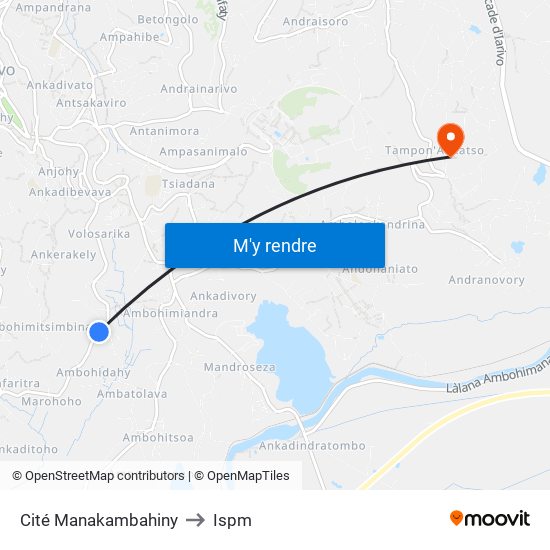 Cité Manakambahiny to Ispm map