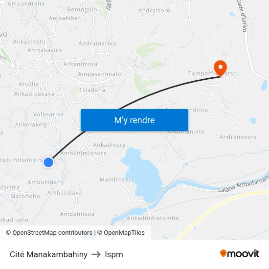 Cité Manakambahiny to Ispm map