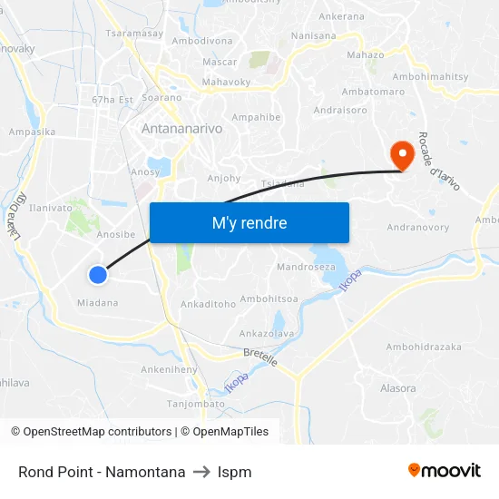 Rond Point - Namontana to Ispm map