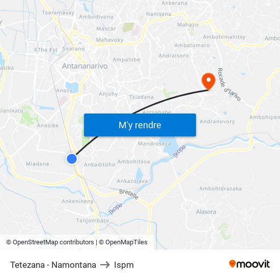 Tetezana - Namontana to Ispm map