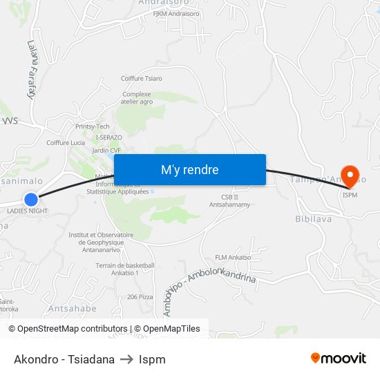Akondro - Tsiadana to Ispm map