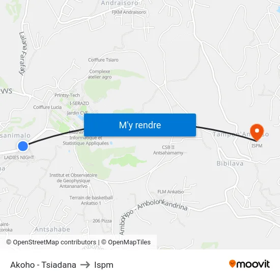 Akoho - Tsiadana to Ispm map