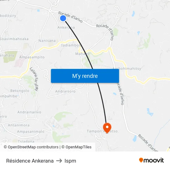 Résidence Ankerana to Ispm map