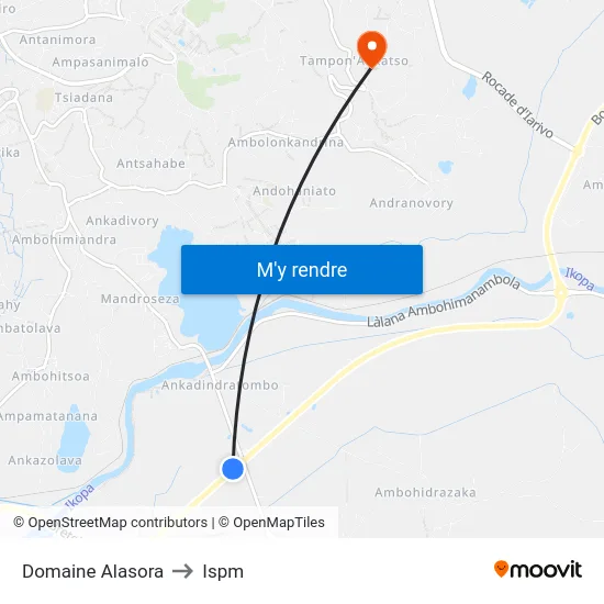 Domaine Alasora to Ispm map