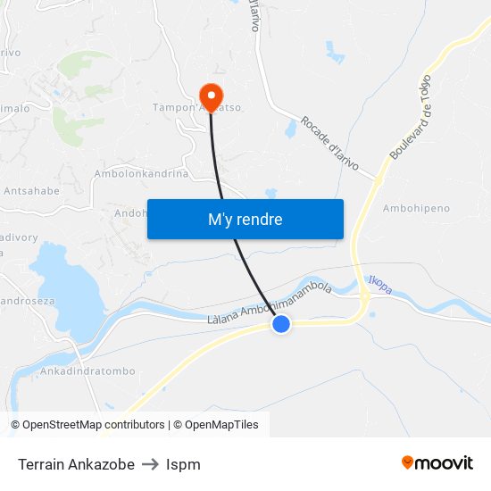 Terrain Ankazobe to Ispm map